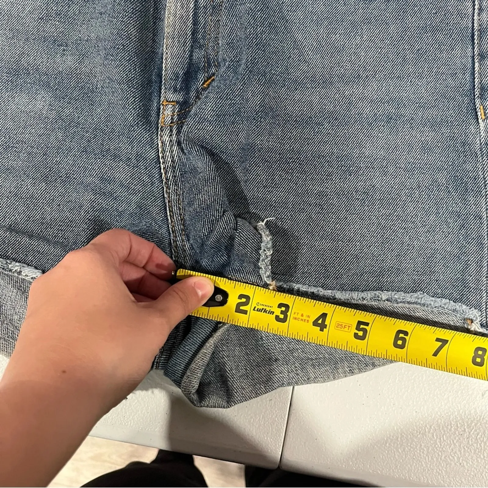 Monki (ASOS) Denim High Rise Shortie Shorts Womens Size 28/6 - Image 7