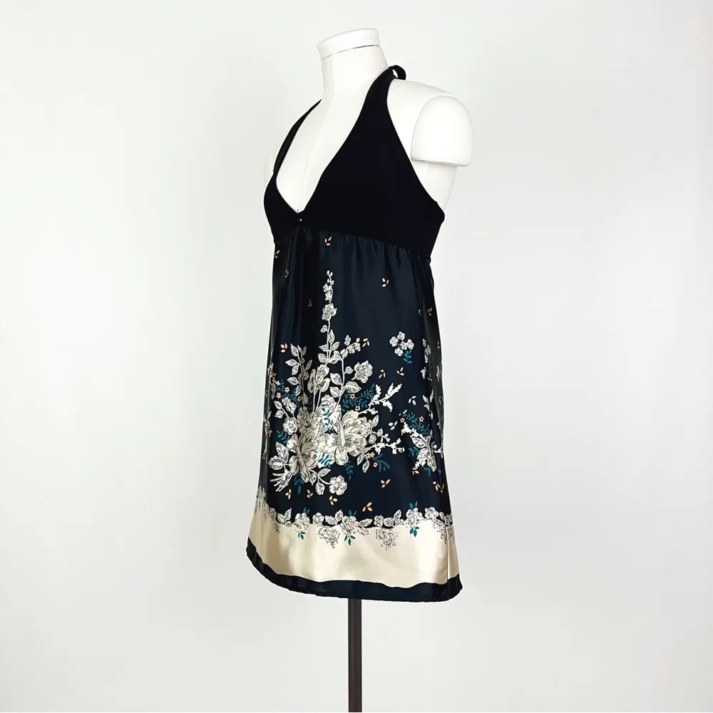 Vintage Y2K Knit + Satin Botanical Halter Top | Size XS - Image 3