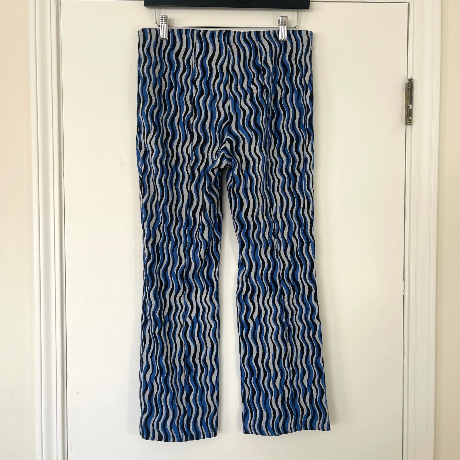 Maeve by Anthropologie Margot Cropped Kick Flare Pants Blue White Black Small‎ - Image 7