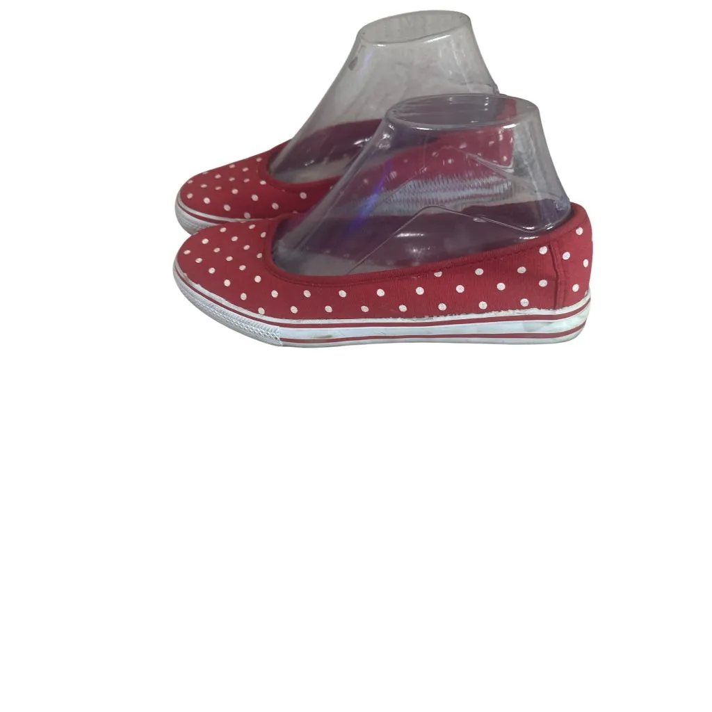 Ellemenno Size 8 Red & White Polka Dot Summer Canvas Slip - Image 7