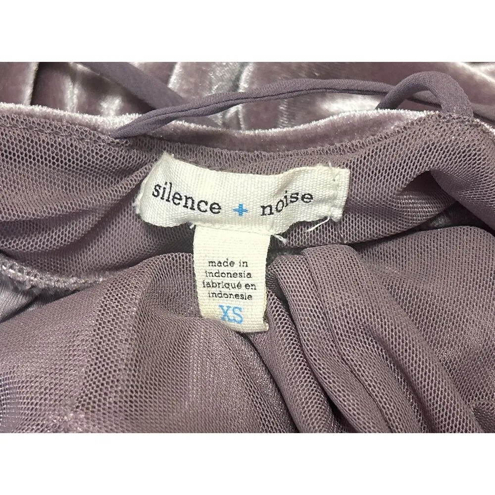 Silence + Noise Purple Velvet Velour Sleeveless Fit & Flare Mini Dress Size XS - Image 4