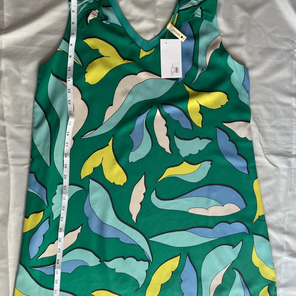 TYche Vibrant Leaf Print Sleeveless Top dress L - Image 3