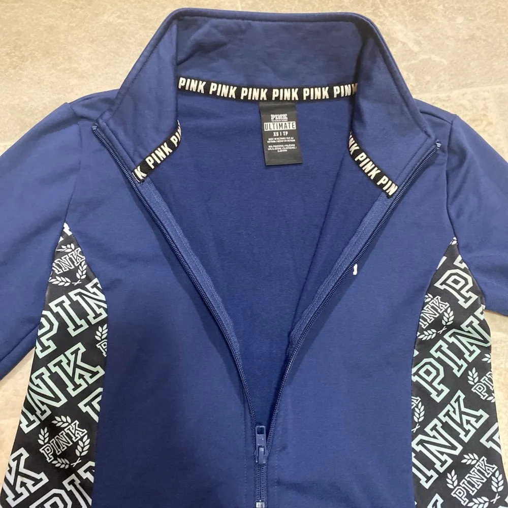 Victoria Secret Pink Ultimate Jacket Size XS Half Zip Pullover Navy Blue - Image 3