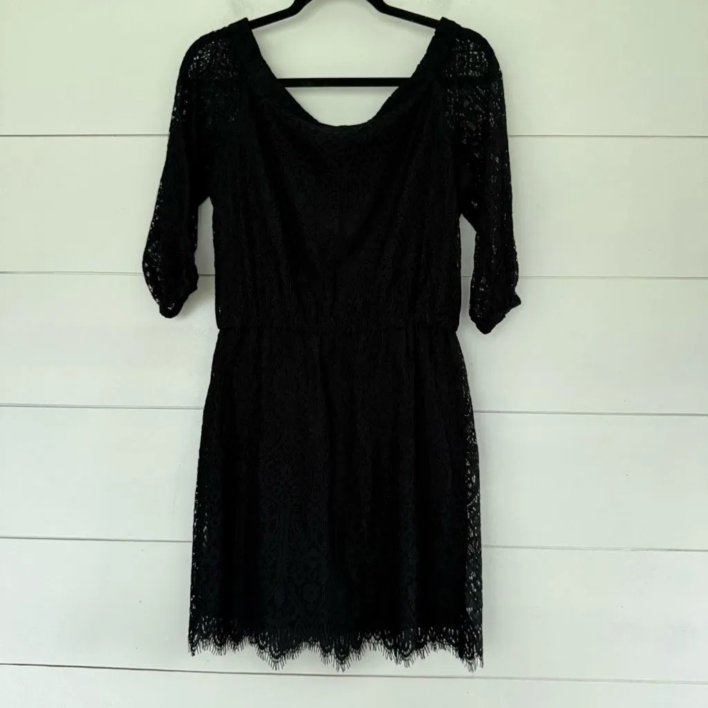White House Black Market Women’s 4 Black Lace Dress New Witchy Goth Career - Image 4