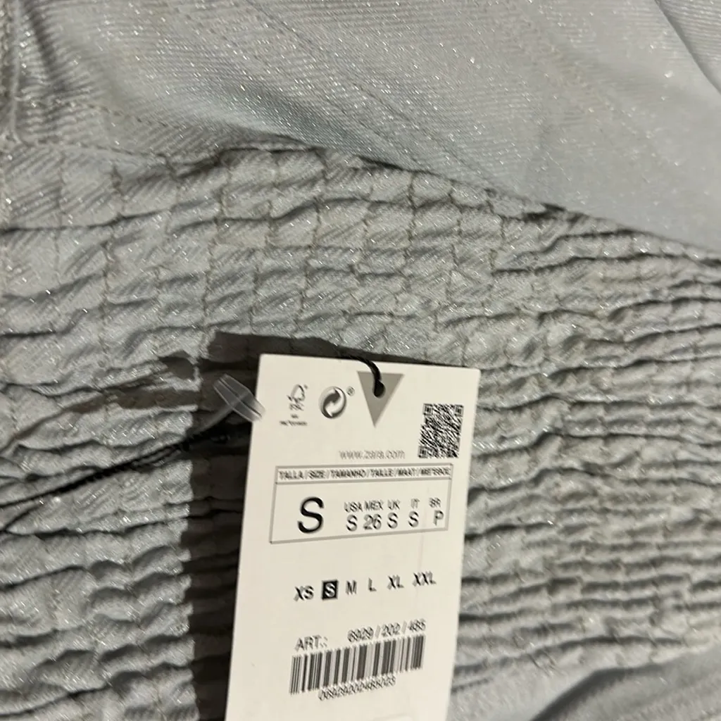 NWT ZARA BLOGGERS FAV DENIM SHINY CORSET TOP SMALL - Image 6