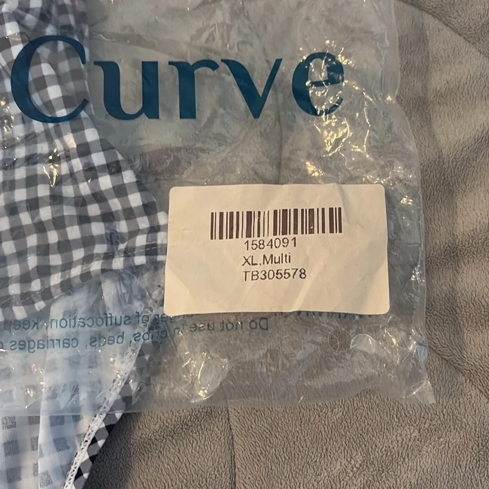 Curve Black and White Gingham Swimsuit - Image 6