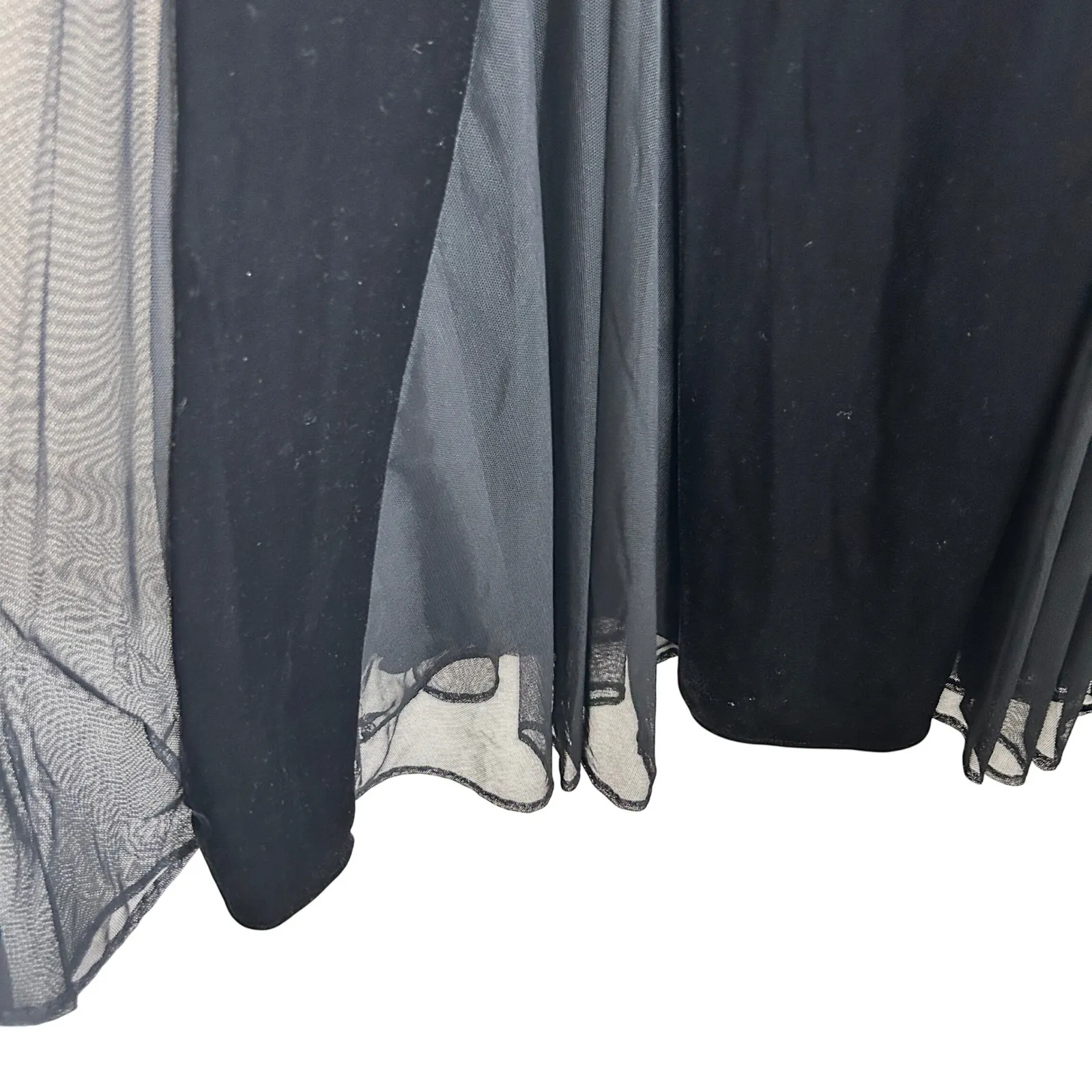 Jessica Howard Maxi Skirt 14 Black Velvet Mesh Flared Hem Whimsigoth Gothic - Image 2