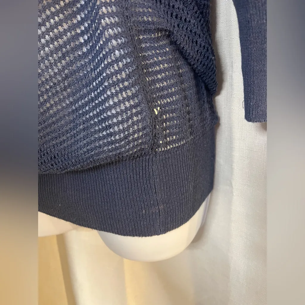 Stile Benetton Women’s Open Knit Mesh Sweater Blue Size none - Image 3