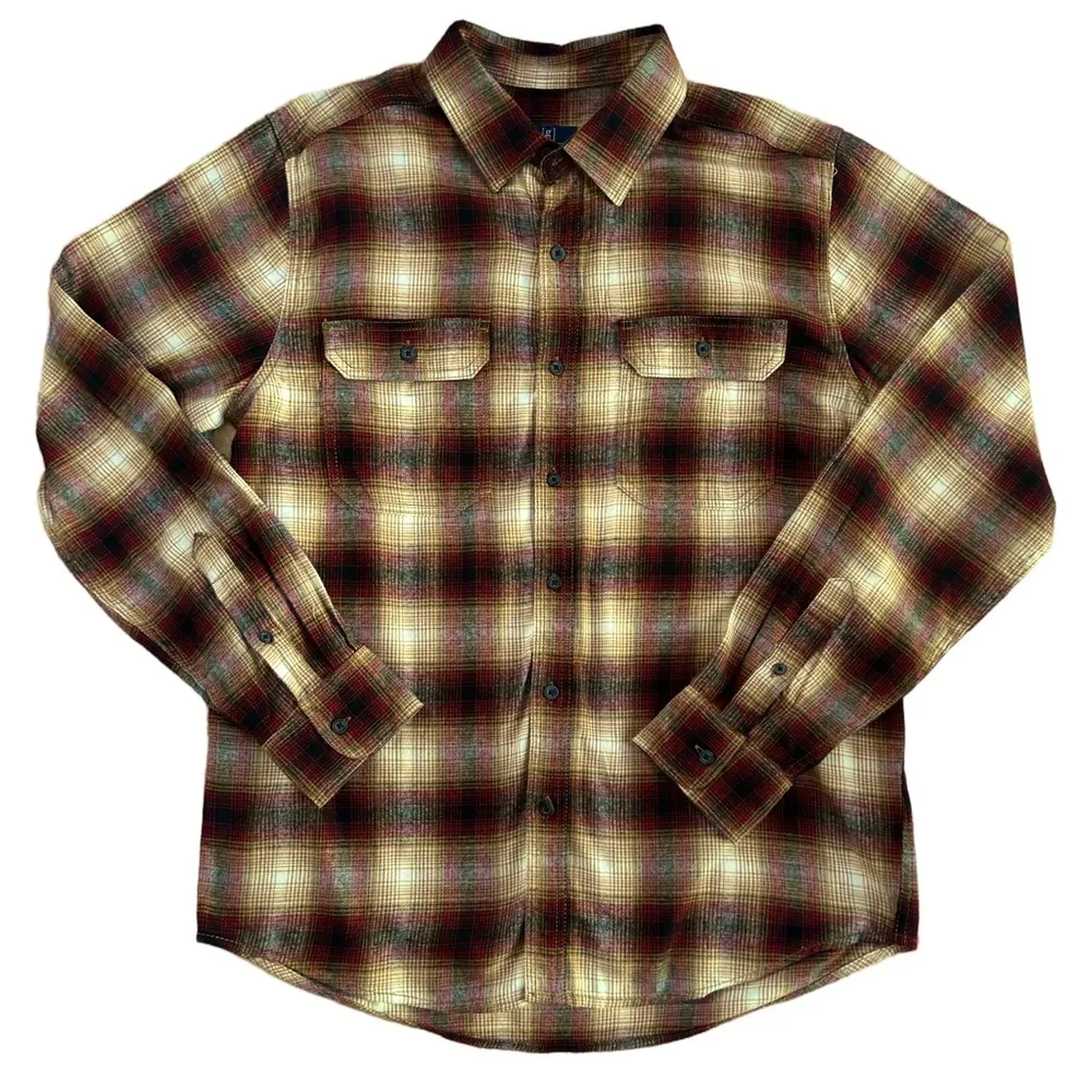 lumberjack chic Fall oversized buffalo plaid button down shirt 90s grunge M/L Size M - Image 2