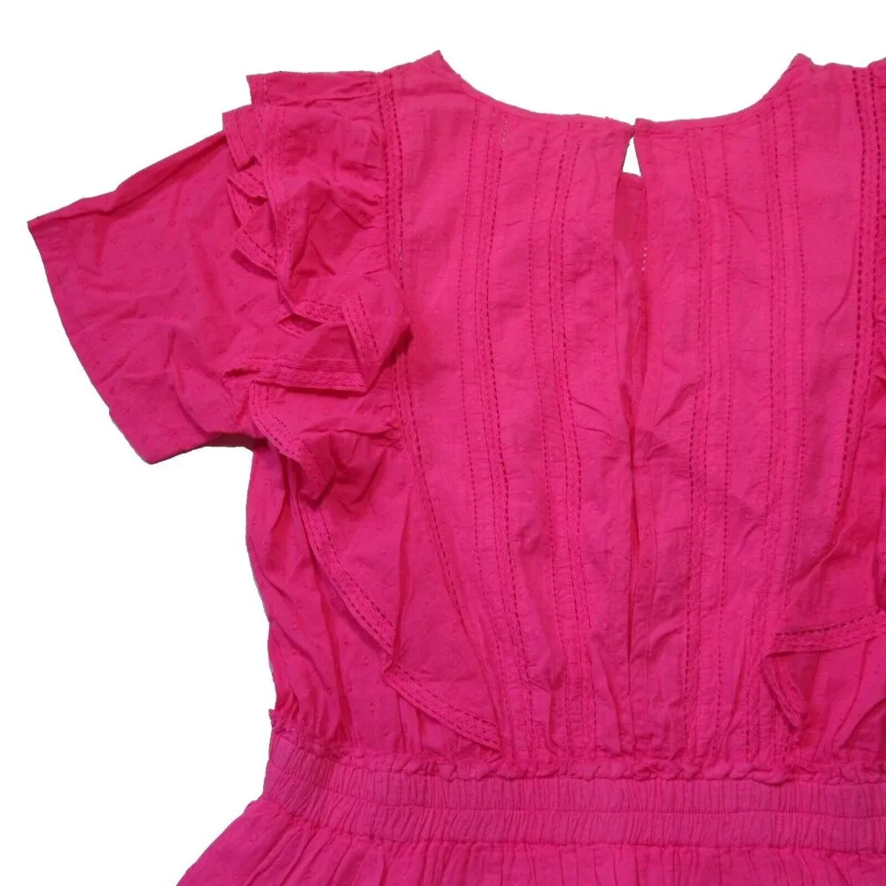 NWT LoveShackFancy Natasha Mini in Watermelon Ice Pink Ruffle Cotton Dress L - Image 8