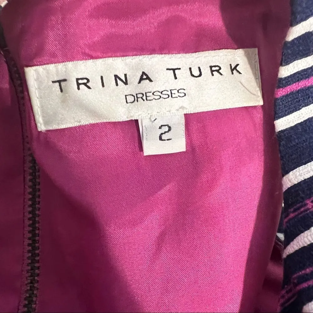 Trina Turk Dress Shift Sleeveless Loma Size 2 Pink Blue - Image 10