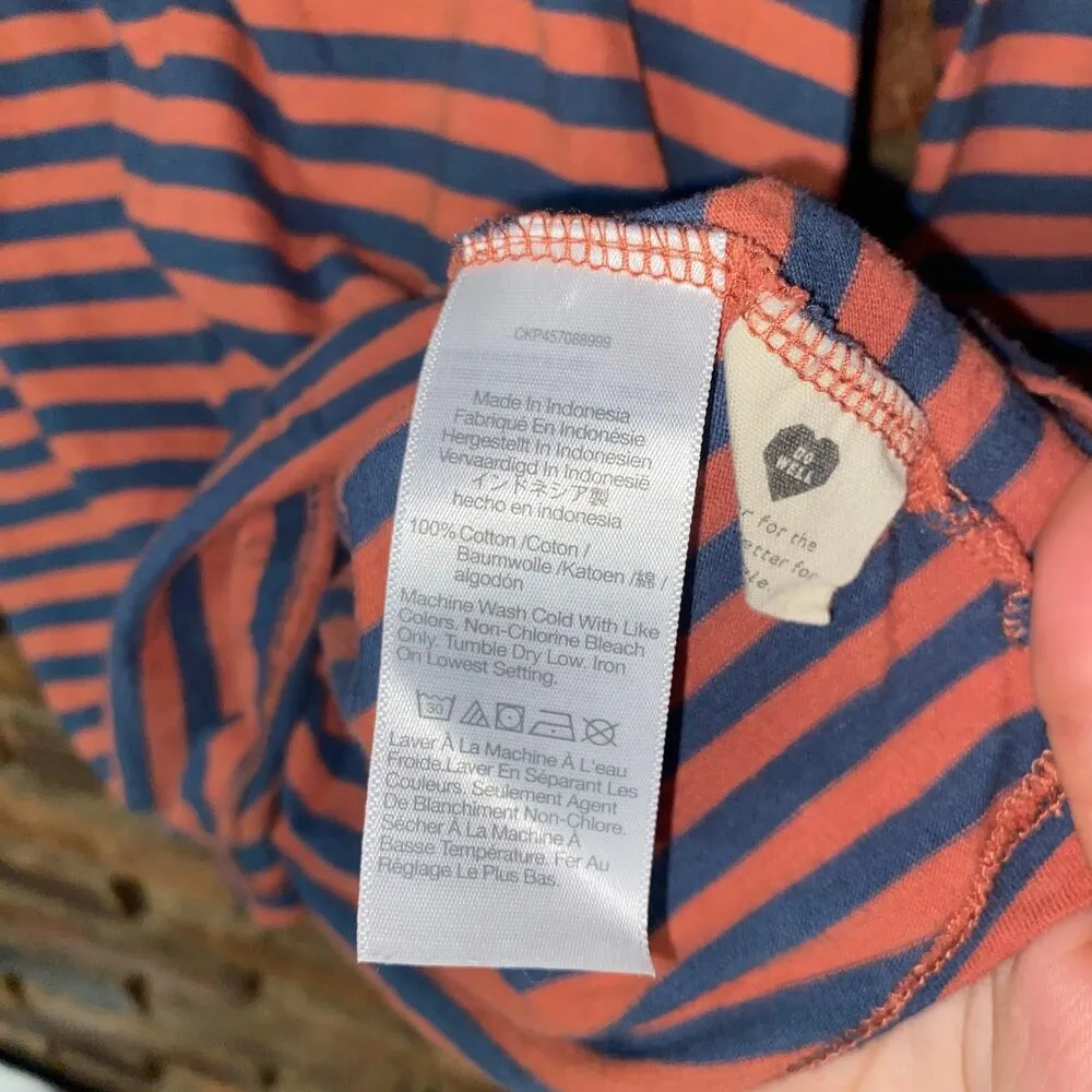 Madewell Navy Blue Orange Stripe Whisper Cotton Ringer Tee Women's Size XXS - Image 7