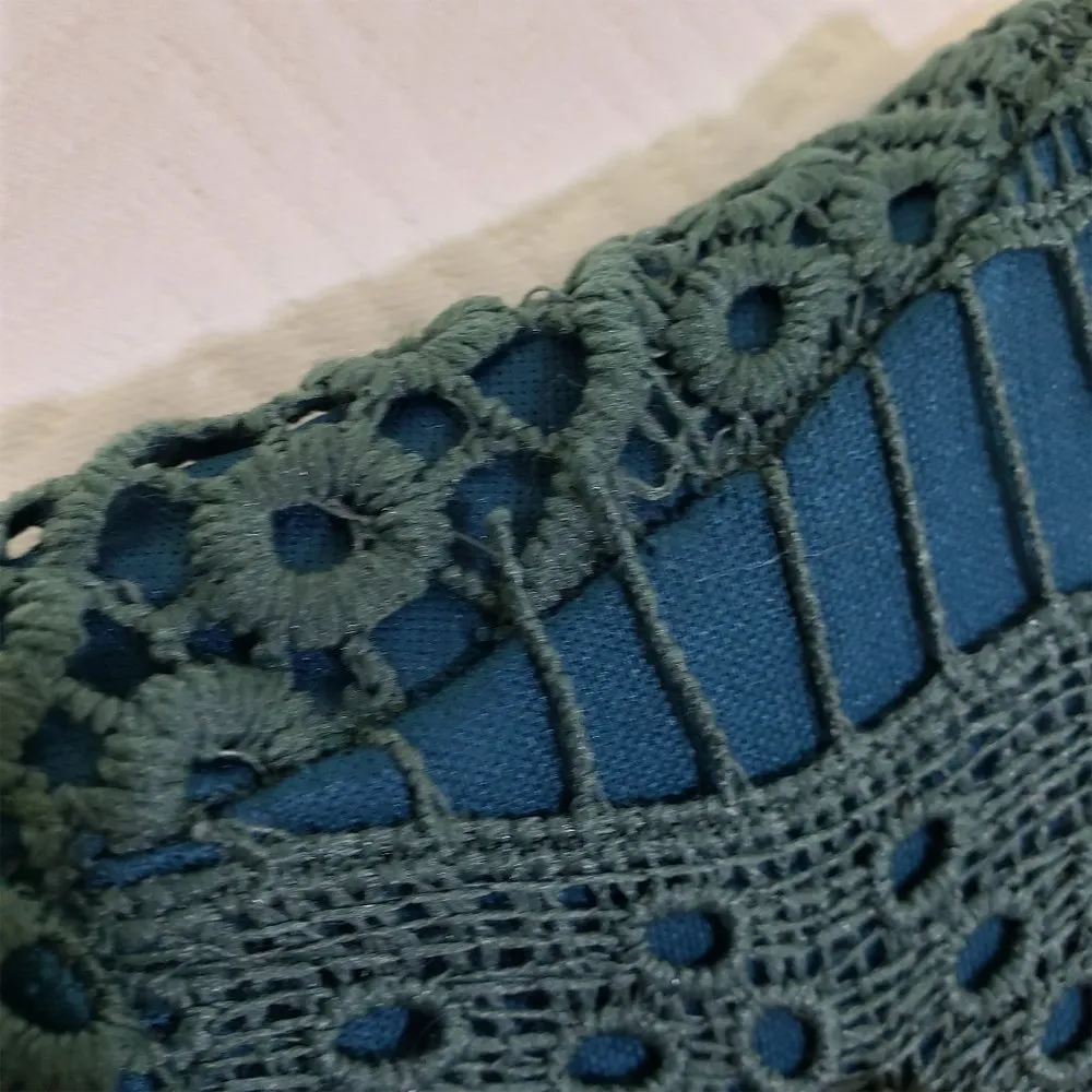 New HIDDEN ALLEY Medium Teal Scalloped, Lace Fit & Flare, Cocktail Dress - Image 13