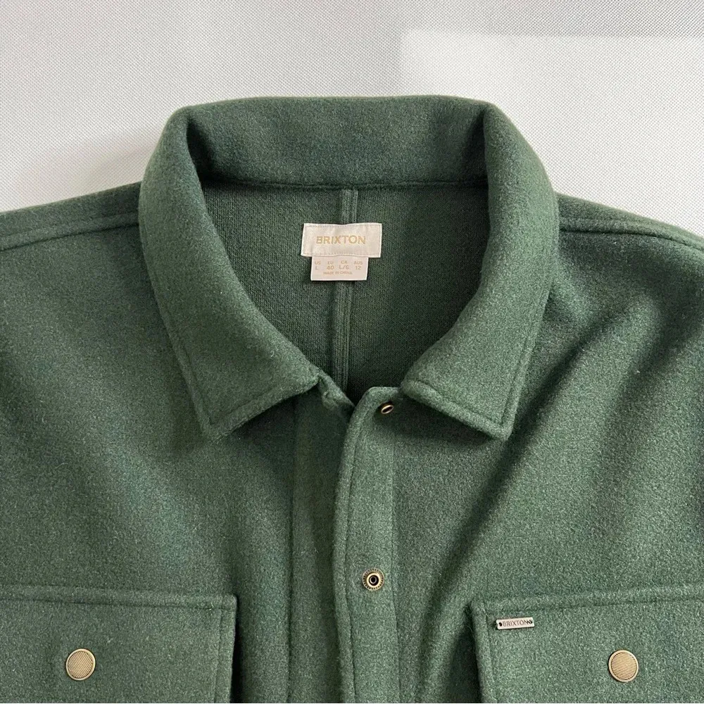 Brixton Durham Shirt Jacket Shacket Deep Forest Green Size Large Long Sleeve - Image 6