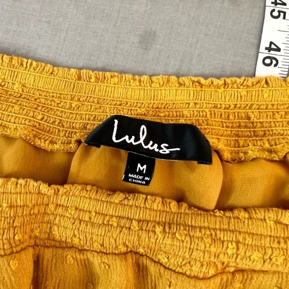 Lulu’s Sunny Story Mustard Yellow Lace Bell Sleeve Off-the-Shoulder Top size med - Image 12