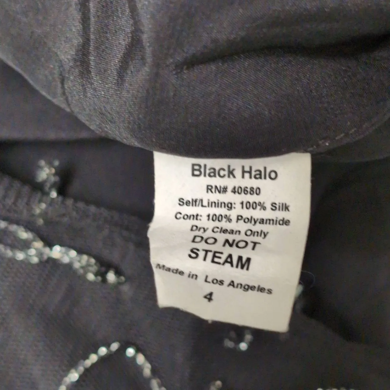 Black Halo Kimberly Mini Dress V-Neck Cold Shoulder Embellished Skirt Cocktail 4 - Image 9