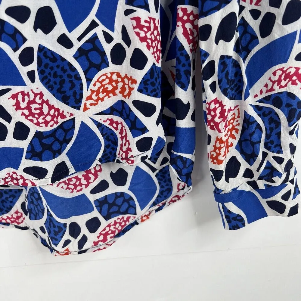 DVF Diane Von Furstenburg Sz 4 Lorelei Two Silk Blouse Button Front Career Work - Image 6