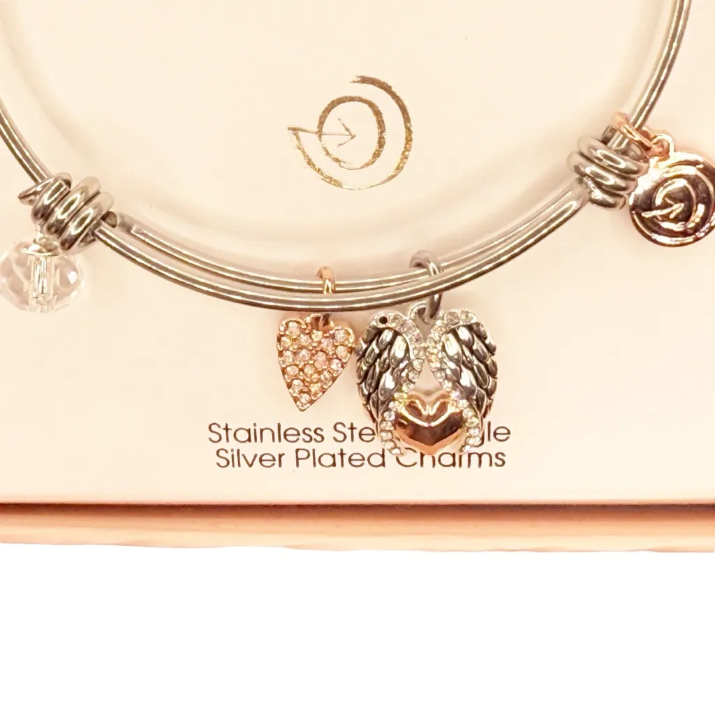 Love This Life® Two Tone Stainless Steel “Angel”‎ Cubic Zirconia Shaker Bracelet - Image 2