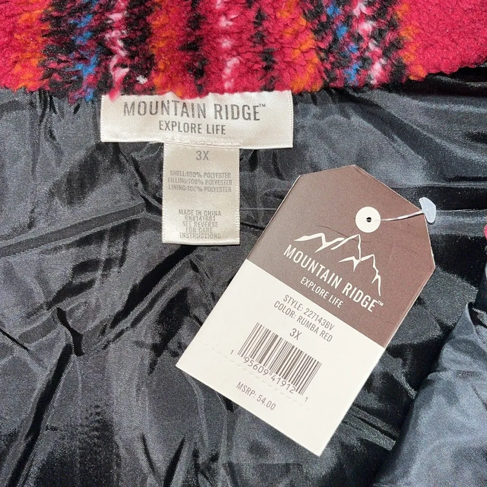 Mountain Ridge NWT Size 3X Purple Plaid Plush Sherpa Sleeveless Vest Jacket - Image 4