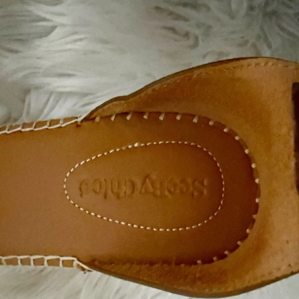 SEE BY CHLOE | Glyn Metallic Wedge Espadrille Sandals Bronze Jute White | Size 4 - Image 10