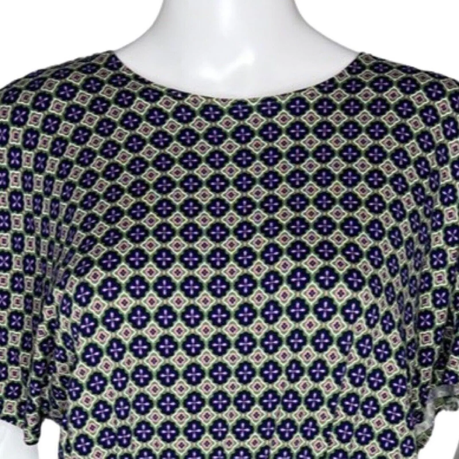 Boden Dress Womens 10 Petite Blue Green Purple Geometric Classy Preppy Colorful Size 10P - Image 4