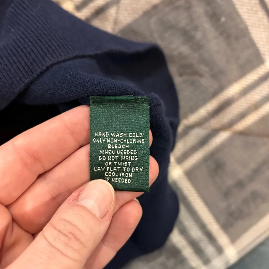 Lauren Ralph Lauren Womens XL Blue Knit Stretch Sweater Rope Horse 3/4 Sleeve - Image 8