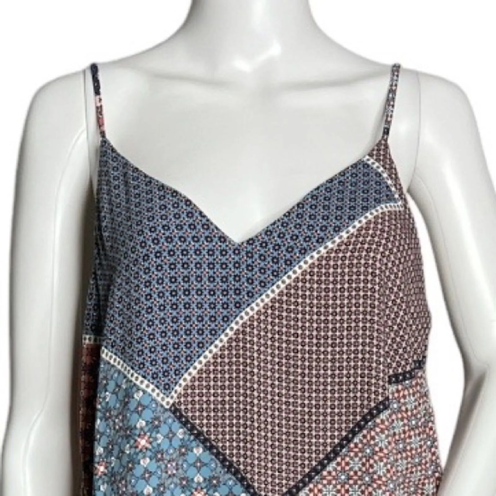 Artisan NY Dress Women Small Multicolor Tile Patchwork Swing Handkerchief Hippie - Image 4