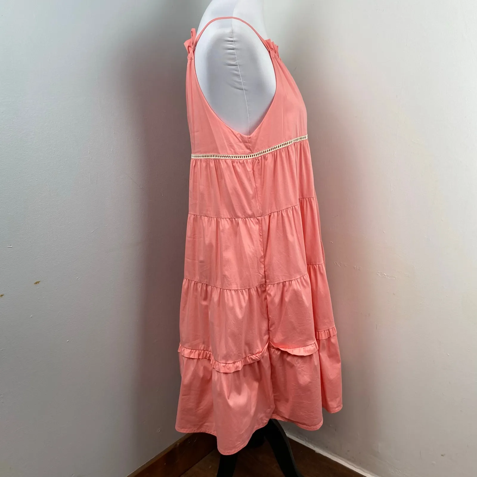 THML Peach Time For Tea Tiered Dress Small - Image 4
