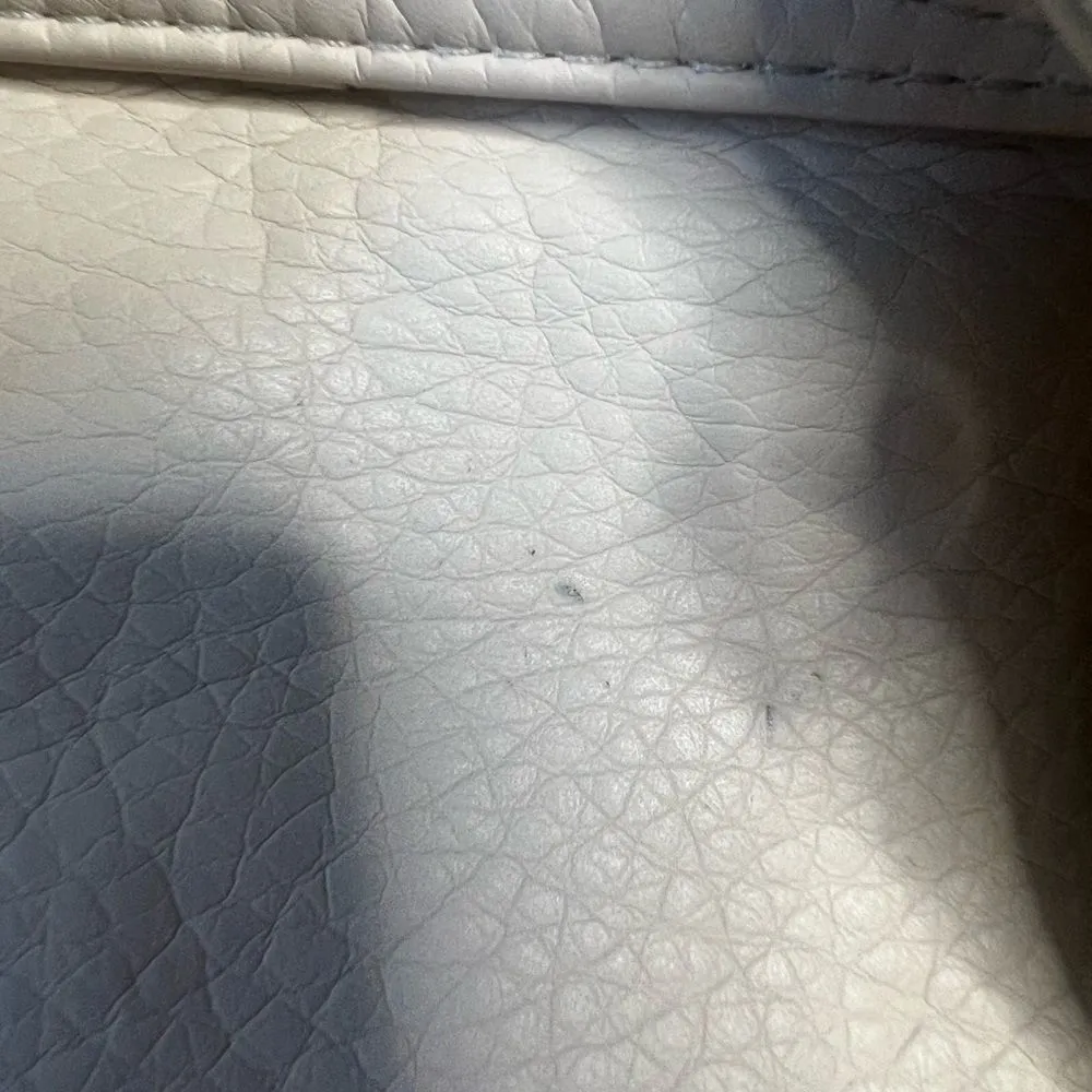 Cream Leather Backpack with Pom - Image 8