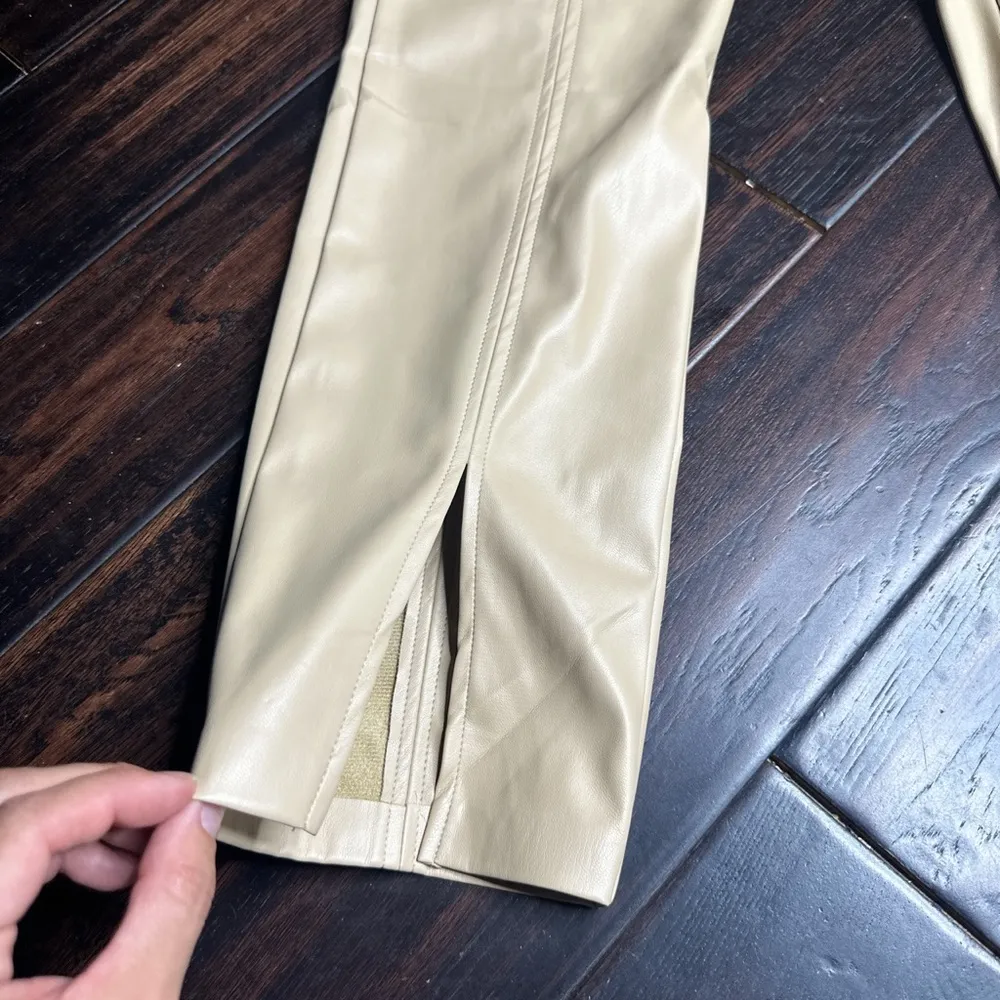 Faux leather pants with bottom slit business casual stretch bodycon indie boho - Image 2