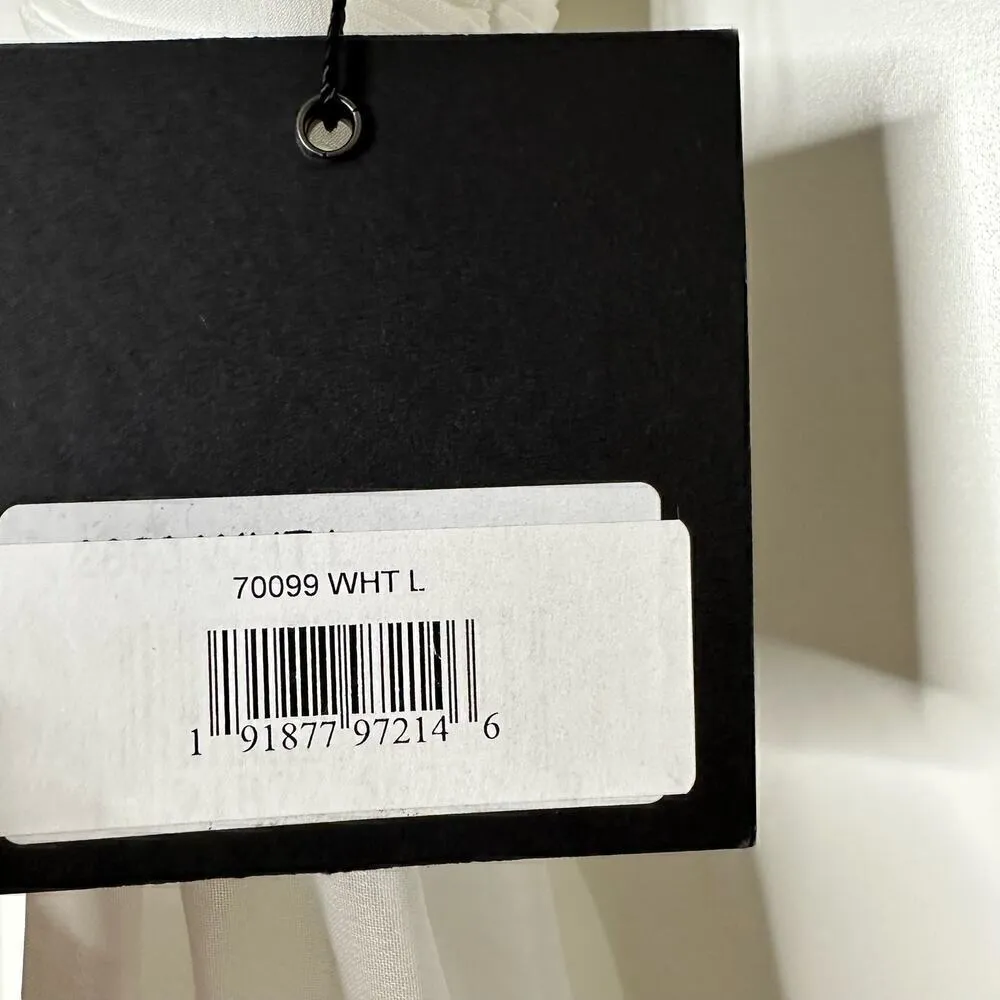 NWT Mac Duggal Faux Wrap Midi Dress 70099 Women's White Size L - Image 7