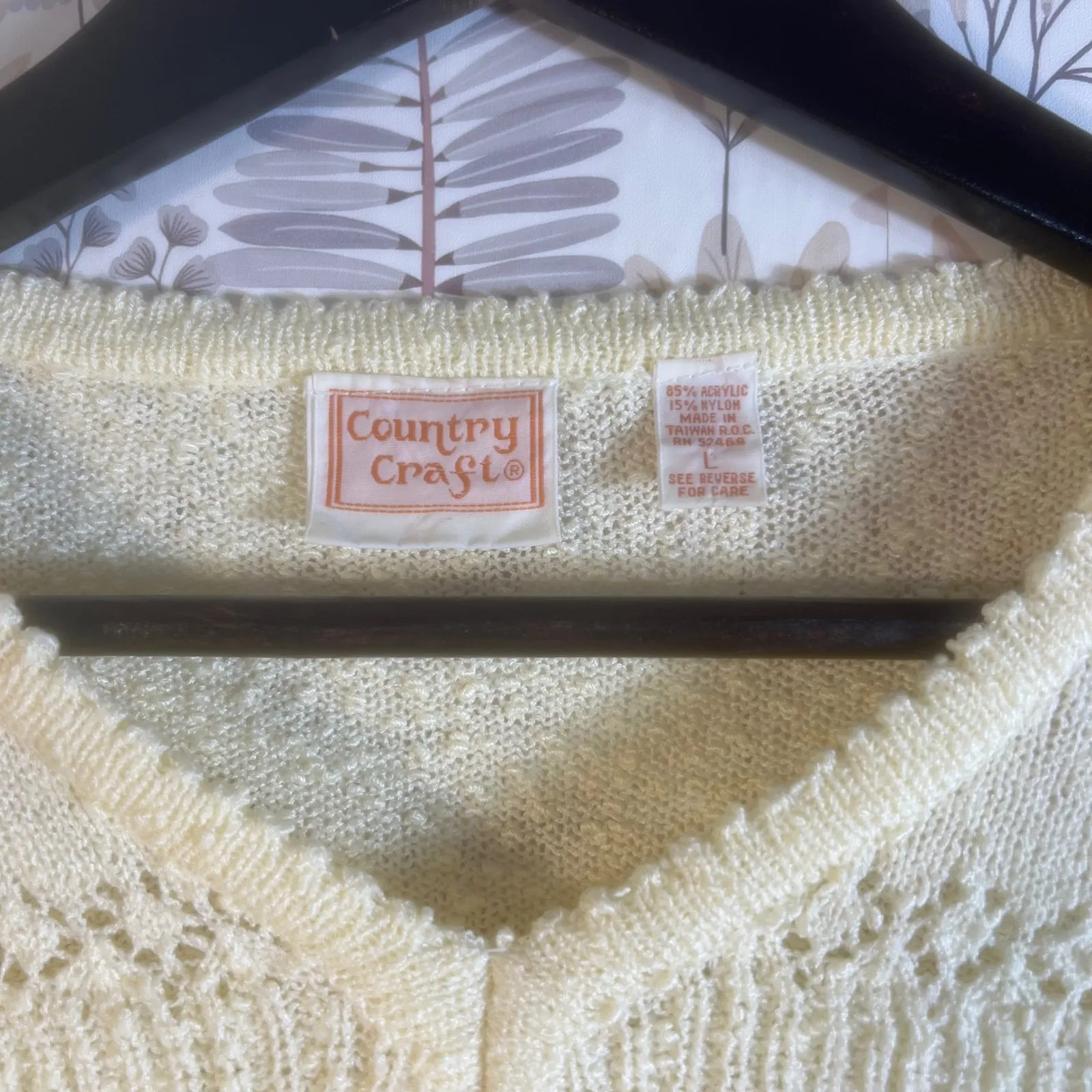 Vtg Country Craft Women's Sweater M Yellow Knit Pullover V - Image 2