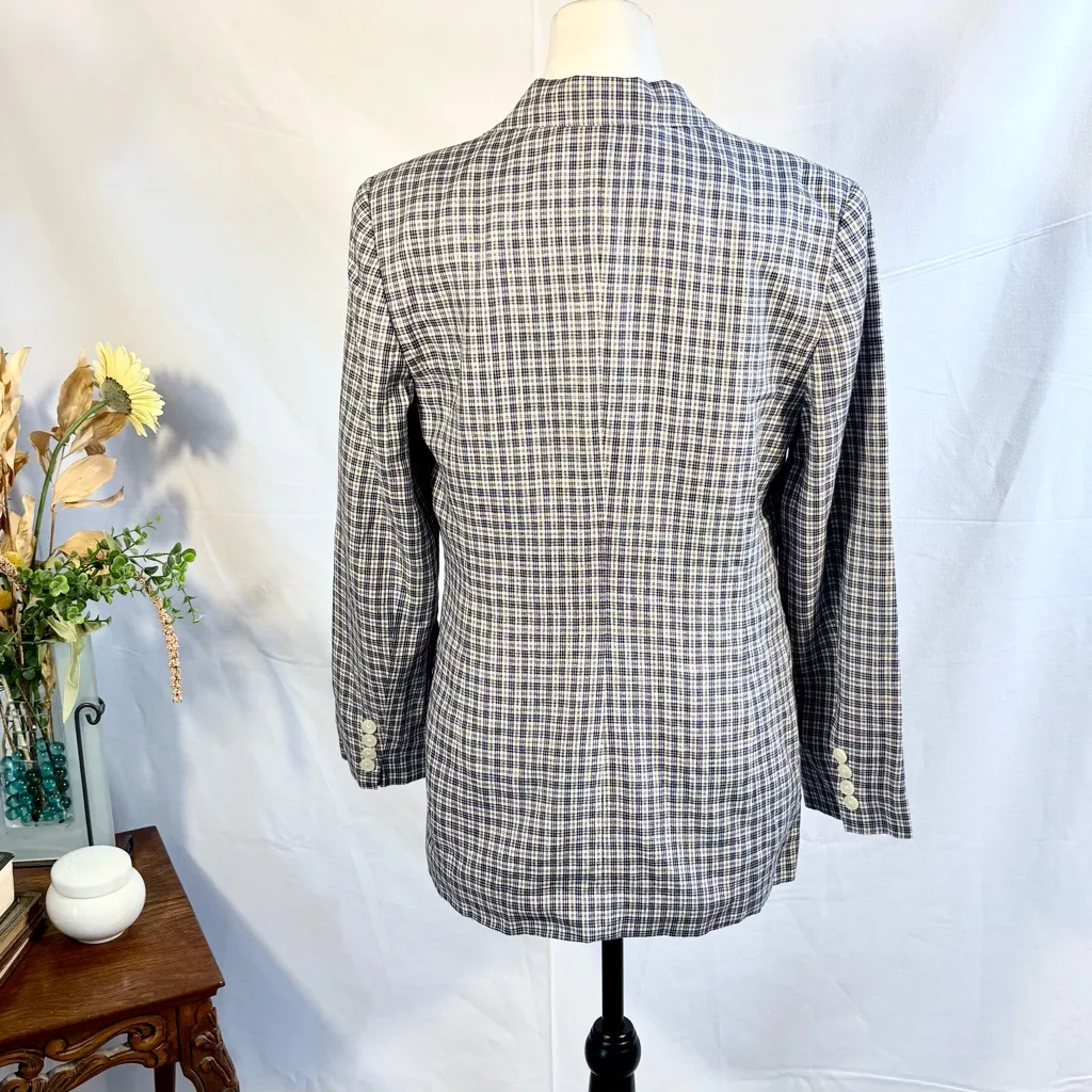 Vintage 90s Lauren Ralph Lauren Linen Plaid Tailored Blazer USA Size 6🧡 - Image 7
