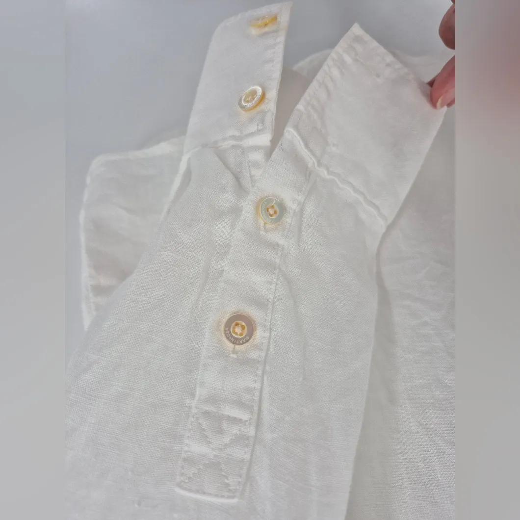 Martin + Osa Classic White Linen summer beach boho lounge Shirt Women Size 8 - Image 4