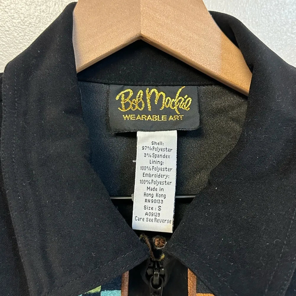 Bob Mackie Black Faux Suede Southwest Horse Embroidery Full Zip Jacket Womens SM - Image 8