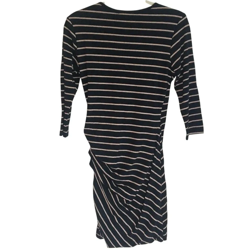Anthropologie  Fabian Striped Faux Wrap Jersey Mini Dress Blue Small Party - Image 11
