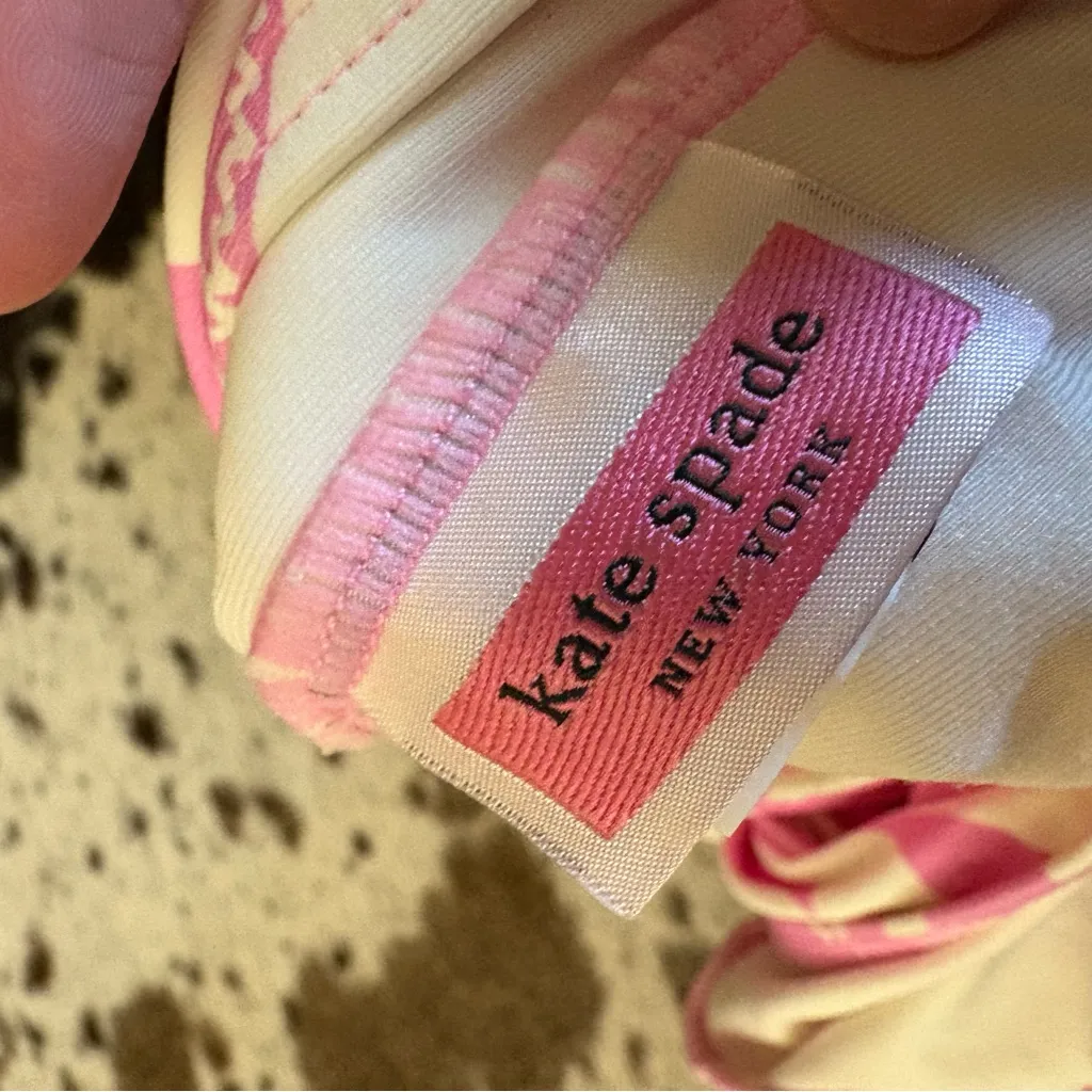 KATE SPADE Shoulder Bow Tie V-Neck One‎ Piece Swimsuit In Surf Pink Size Medium - Image 6