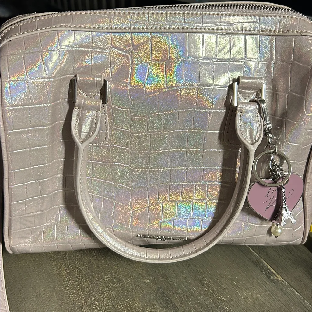 Karl Lagerfield Paris Iridescent Croc-Embossed Handbag / Crossbody‎ - Image 2