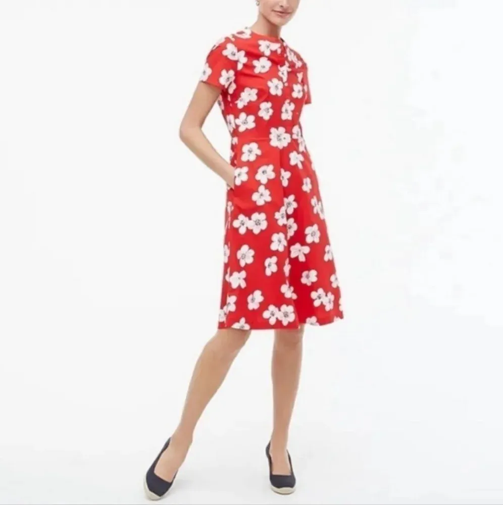 J. Crew Button Down Shirt Dress Cherry Blossom Size 4 - Image 2