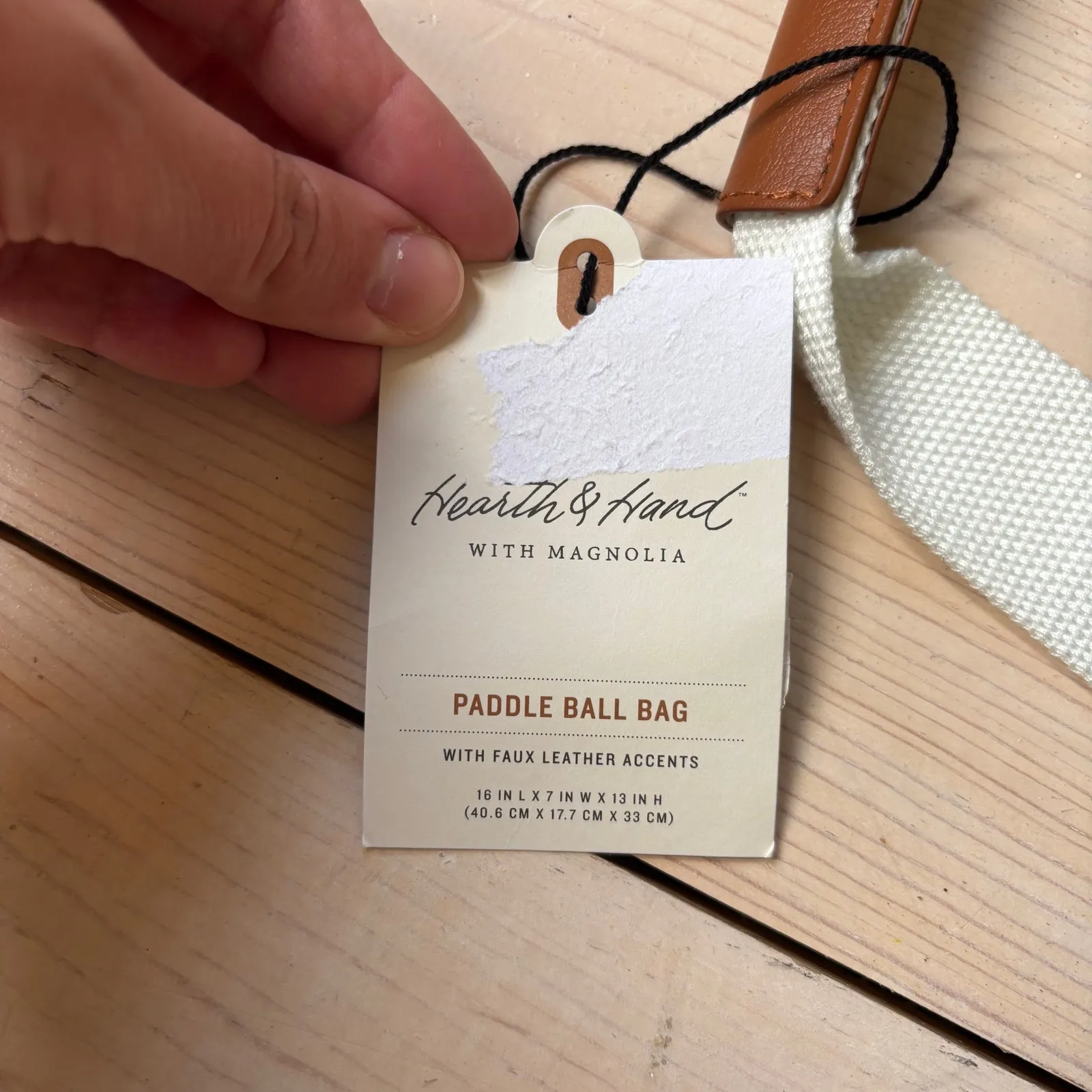 Hearth & Hand with Magnolia NWT Pickle Ball Bag Green Plaid Faux Leather Accents - Image 4