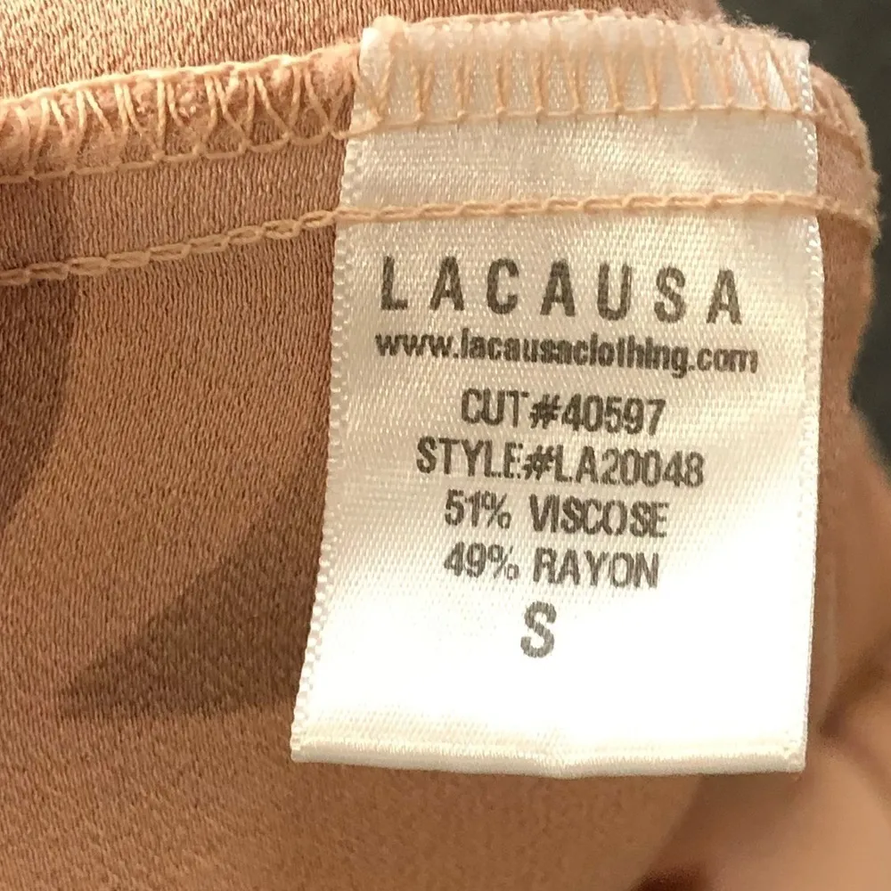 Boutique LACAUSA Santi Champagne Beige Satin Wide Leg Jumpsuit S - Image 9