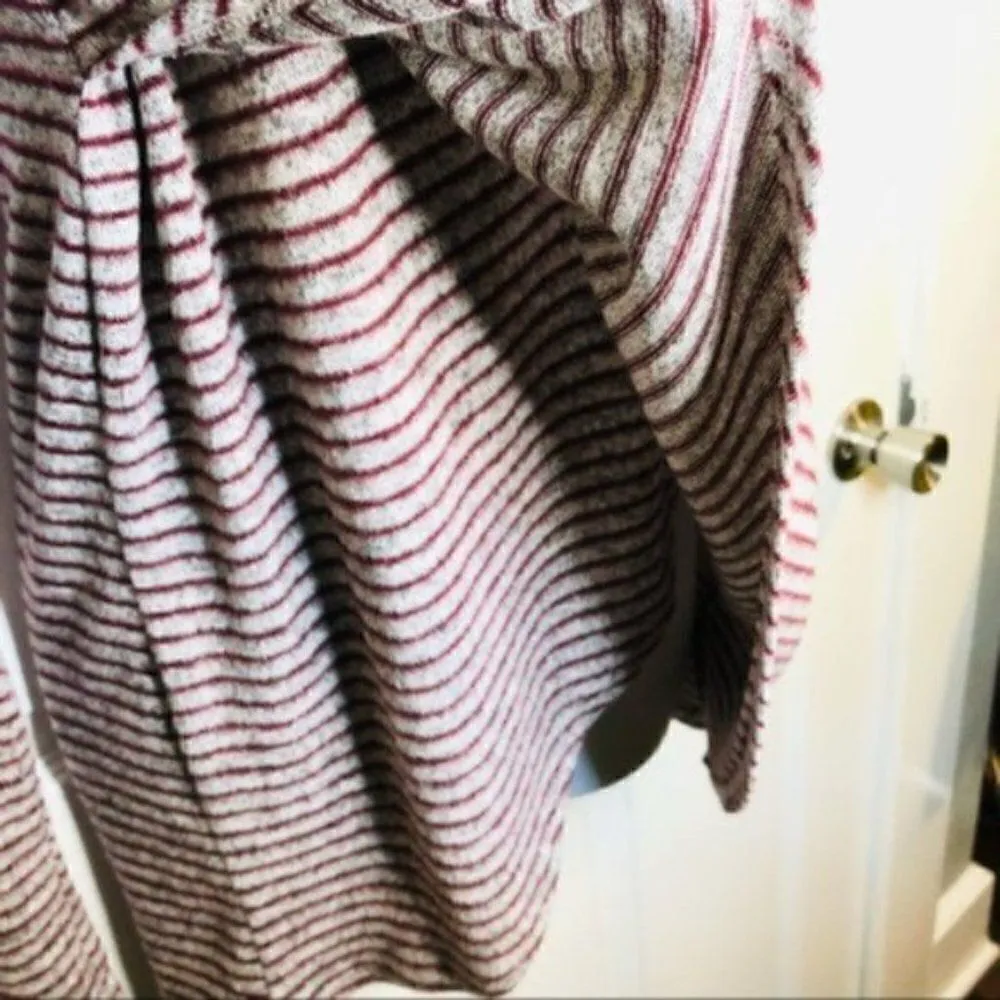 White Birch Stripe Choker Top Cutout Long Sleeve Wrap Burgundy Gray S - Image 6