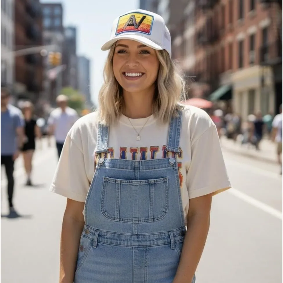 Aviator Nation Hat Cap Snap Back White Trucker Mesh AV Patch Retro Womens - Image 8