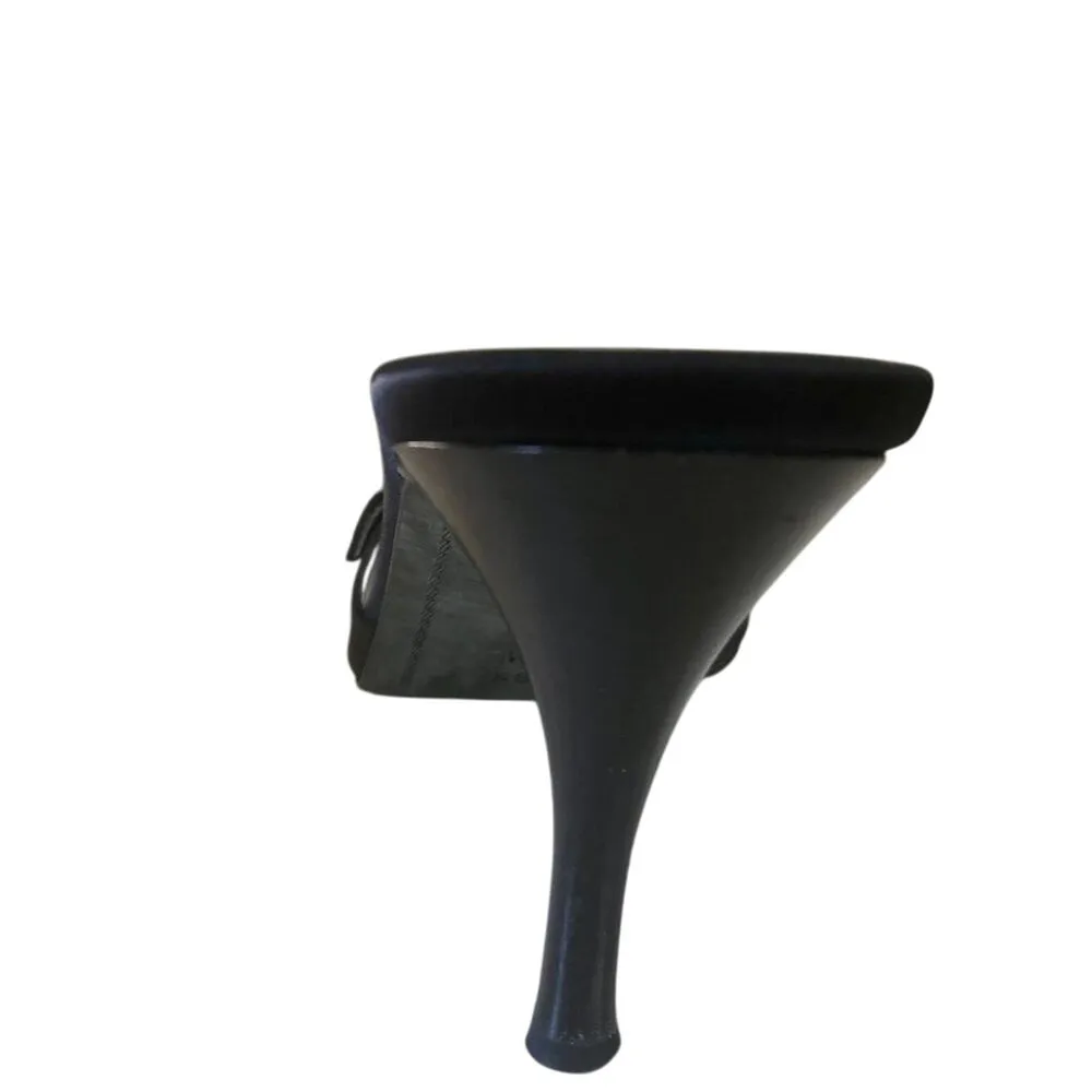 Donald Pliner Shoe Slide Black Satin Mule Silver Metal Buckle Rhinestones $250 Size 8.5 - Image 7