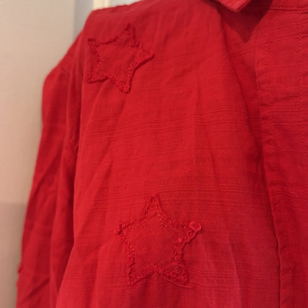 Westbound, red button down collared long sleeve blouse - Image 3