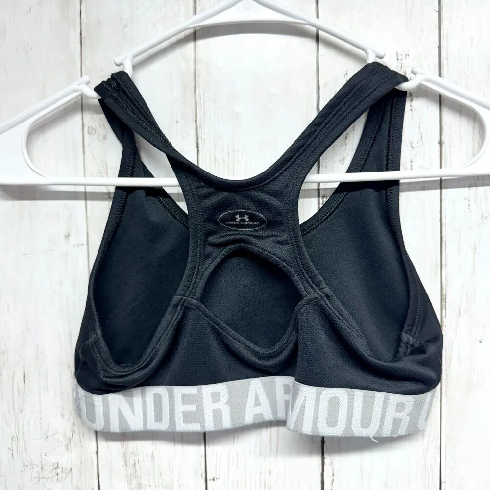 Under armour Sports Bra Women Size XS Grey Strap Racerback Logo Black Athletic - Image 3