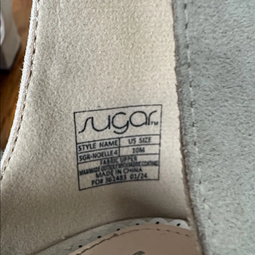 Sugar Machelene dressy‎ block heel sandal rhinestone beige strap size 10 Silver - Image 7