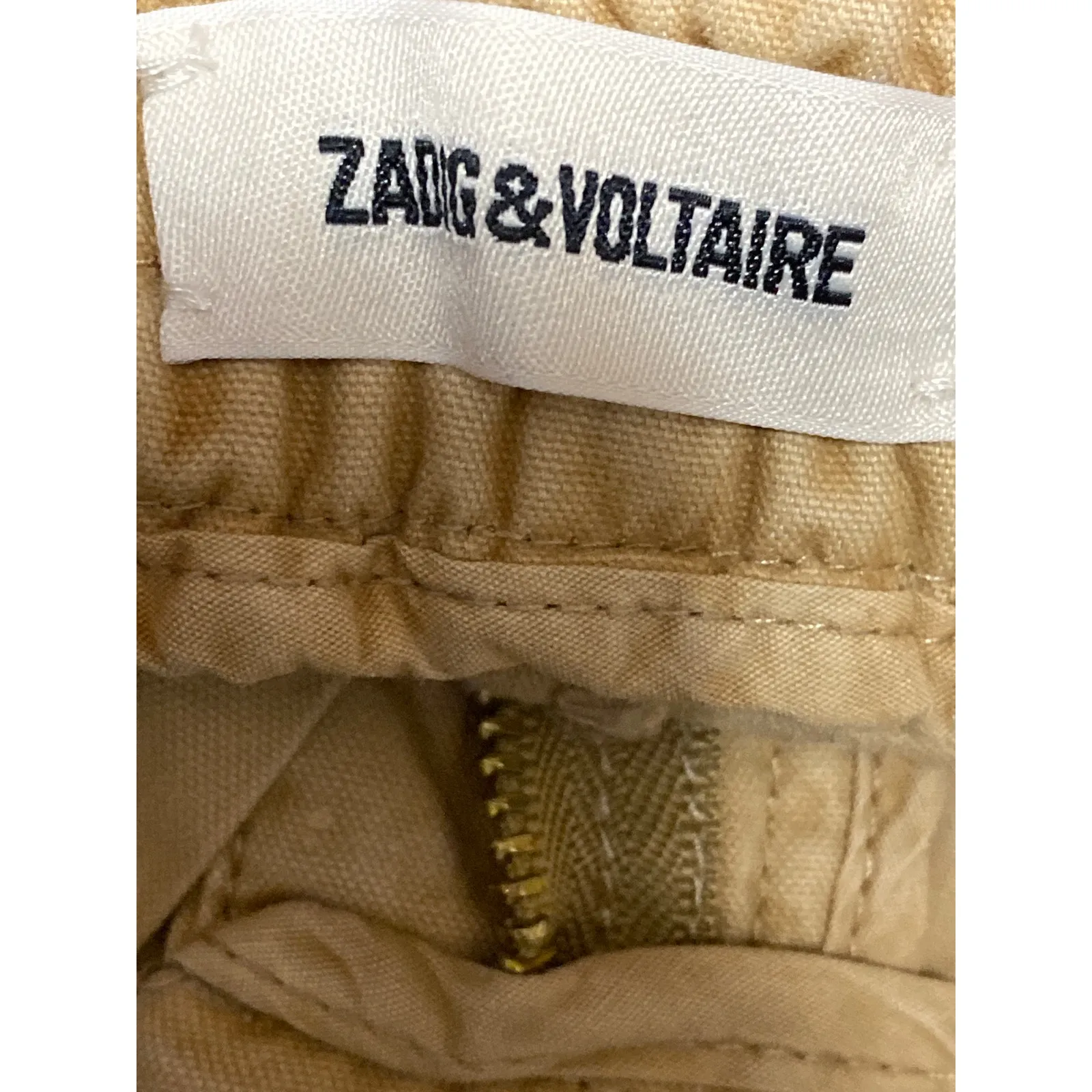 Zadig & Voltaire Women's Khaki Tan Side Stripe Straight Trousers Pants Size 34 - Image 3