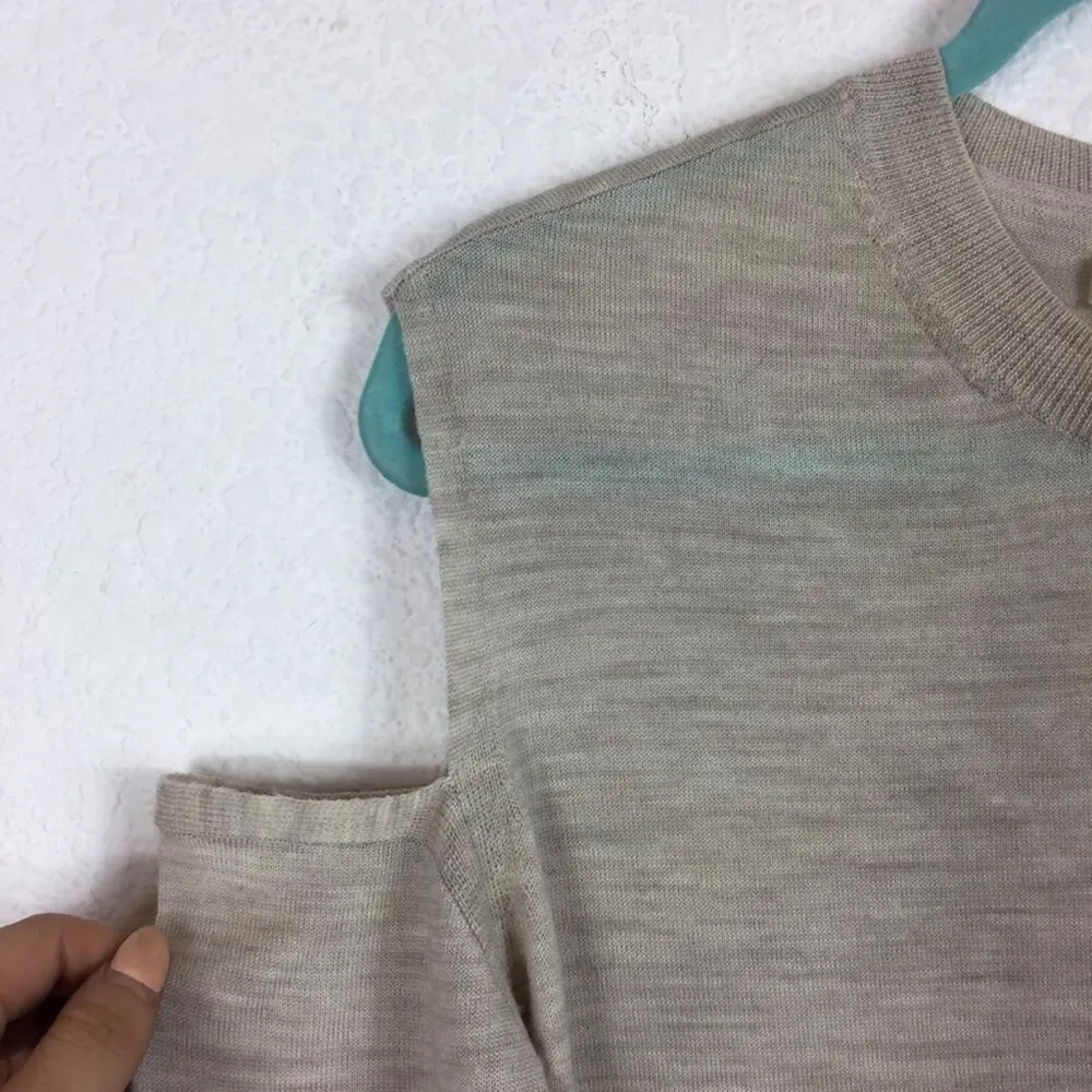 All Saints Elton Cream Merino Wool Sweater XS Cut Out Shoulder Lightweight - Image 8