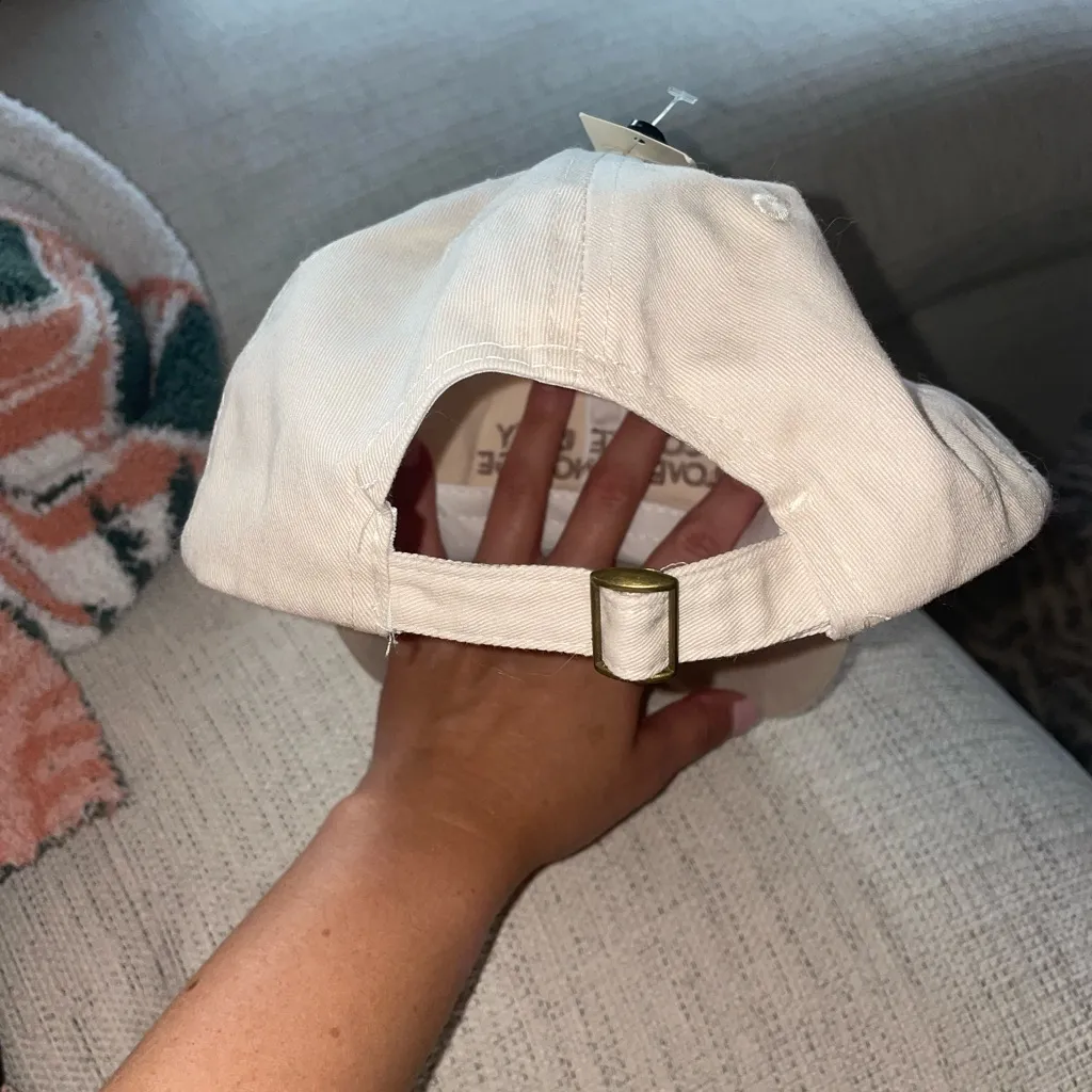 Francesca's Cream Cap with Coffee Embroidery Tan - Image 3